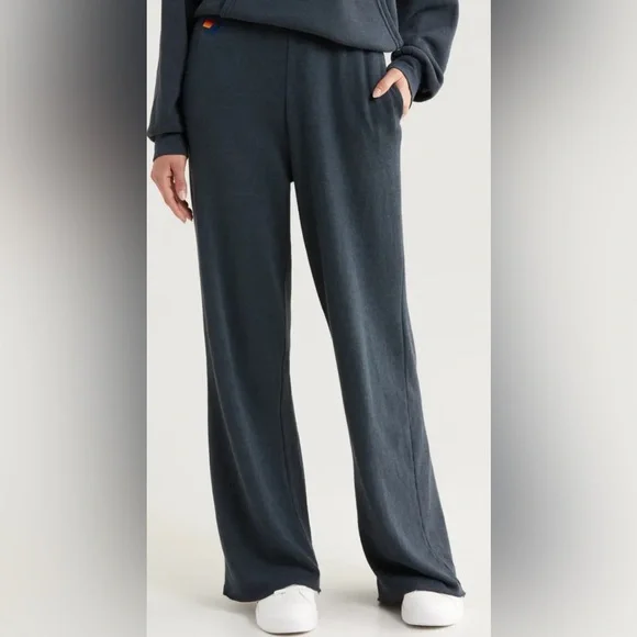 2pc🔥Aviator Nation Set 5 Stripe Hoodie & Gray Wide Leg Sweatpants Set Medium USA - Picture 3 of 10